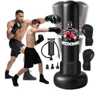 Punching Bag for Adults 180CM, Free Standing Inflatable Boxing Bag with Boxing Gloves and Air Pump, Women Men Stand Kickboxing Bags for Training MMA Muay Fitness Thai Home Gym Beginners