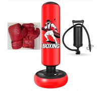 Punching Bag for Kids 168cm, Qoosea Free Standing Inflatable Boxing Bag with Gloves and Air Pump, Kids Punch Bags- Birthday Gifts for Boys & Girls Age 6-16 for Practicing Karate, Taekwondo, MMA-Red