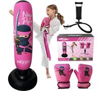 Punching Bag for Kids, 5'3" Tall and Stable, Ninja Inflatable Punching Bag Combo Kit with Kids Boxing Gloves, A Pump and Repair Kit - Punching Bag :