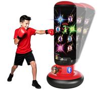 Punching Bag for Kids 63 Inch Stable Inflatable Boxing Bag with Fast Electric Pump Scoring Bluetooth Music LED Lights Gloves Freestanding Toys Birthday Gift for Boys Girls Ages 4-8-12