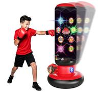 Punching Bag for Kids 63 Inch Stable Inflatable Boxing Bag with Fast Electric Pump Scoring Bluetooth Music LED Lights Gloves Freestanding Toys Birthday Gift for Boys Girls Ages 4-8-12