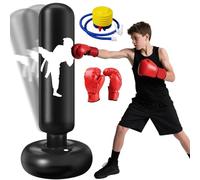 Punching Bag for Kids Ninonly 160cm Inflatable Kids Punching Bag with Boxing Gloves Stable Free Standing Punch Bag for Practicing Karate, Taekwondo, MMA, Birthday Gifts for Boys & Girls(KO)
