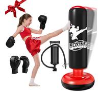 Punching Bag for Kids Ninonly 160cm Inflatable Kids Punching Bag with Boxing Gloves Stable Free Standing Punch Bag for Practicing Karate, Taekwondo, MMA, Birthday Gifts for Boys & Girls Age 3-12 Black
