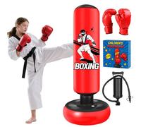 Punching Bag for Teens 168cm, Qoosea Free Standing Inflatable Boxing Bag with Gloves and Air Pump, Teens Punch Bags- Birthday Gifts for Boys & Girls for Practicing Karate, Taekwondo, MMA-Red