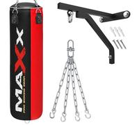Punching Bag Set with Free Bracket and Chain, Choose from 3 to 6 Feet Sizes (BLACK RED, 5FT)