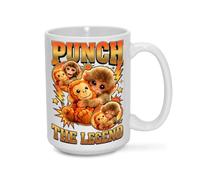 Punchs the Monkey Cute Monkey Ceramic Coffee Mug, 15oz, Heartwarming Primate and Plush Friend Novelty Cup, Gift for All (D)