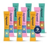 Punchy 9 Pack Electrolytes Sachets - Fast Absorbing Hydration Sachets - Rehydration Sachet Packed with Vitamins - No Artificial Sweeteners - Tropical, Citrus, Wild Berry Electrolytes Powder