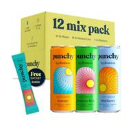 Punchy Drinks Mixed Case - Mango, Mexican Lime & Blueberry | Everyday Hydration, Electrolytes, Vitamins, Real Fruit, Low Calorie, Caffeine-Free | 12 x 330ml + 1 Sachet