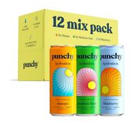 Punchy Drinks - Mixed Case of Mango, Mexican Lime & Blueberry, Everyday Hydration, Lightly Sparkling, Electrolytes, Vitamins, Real Fruit, Support Immunity, Caffeine Free, Low Calorie - 12 x 330ml