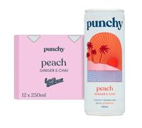 Punchy Drinks - Peach, Ginger & Chai - Premium Soft Drink, Mixer, Sparkling Water, Vitamin D, All Natural, Low Calorie, Non Alcoholic - 12 x 250ml