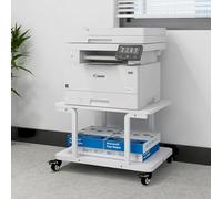PUNCIA 2-Tier Laser Printer Stand with Storage Shelf 60x50x38cm Large Printer Table Movable Copier Stand Under Desk Heavy Duty Rolling Cart Printer Holder on Wheels for Home Office (White)
