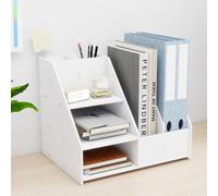 PUNCIA 3-Tier Office White Letter Tray Desk Tidy Organiser A4 File Rack Paper Sorter Storage with Vertical Horizontal All in One Supplies Storage Box Desktop Magazine File Holder