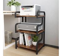 PUNCIA 3-Tier Printer Stand with Storage Movable Printer Table on Wheels Mobile Storage Cart Shelf Rack for Media Player Scanner Files Books Microwave Oven in Kitchen Living Room Home Office(Retro)