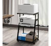 PUNCIA 50x40x75cm 3 Tier Printer Table with Storage, Rolling Cart with Adjustable Storage Shelf for Home Office Organization, Stand for Heat Press, 3D Printer (Black)
