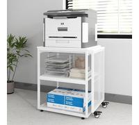 PUNCIA Large Printer Stand with Storage Shelves,Extendable Home Craft Table,Home Office Organization Desk, Versatile Table Space Saving for Office, Kitchen, Study Room, Living Room (White)