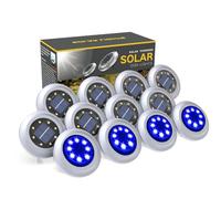 Puncools Solar Lights Outdoor Garden,12 Pack Waterproof Solar Ground Lights for Lawn Pathway Yard Landscape Walkway(Blue White)