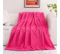 Puncuntex Hot Pink Throw Blanket 60"×80" inches Fuzzy 3D Jacquard Decorative Flannel Fleece Super Soft Plush Cozy Blanket for Couch Sofa Chair Lightweight