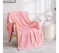 Puncuntex Light Pink Flannel Fleece Throw Blanket 50"×60",Soft Plush Cozy Valentines Blankets,Birthday Gifts for Mom,Women,Mothers Day with Square Grid Design for Couch Sofa Chair