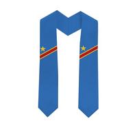 Punejapur Graduation Stole National Flag Design, International Student Satin Unisex Graduation Sash Scarf 72'', Democratic Republic of Congo, 72" x 5"
