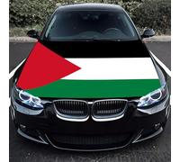 Punejapur Palestine Flag Car Hood Cover 3.5X5Ft Palestinian Car Bonnet Banner Elastic Fabrics Windproof Vehicles Decorate Flags