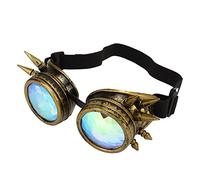 PUNELE Adjustable Kaleidoscope Goggles, Crystal Lenses Steampunk Glasses for Halloween Party, Vintage Kaleidoscope Goggles with PC, ABS Material (Bronze)