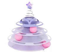 PUNELE Cat Toy Roller 3 Levels Antislip Base Easy to Clean Interactive Turntable Track Toy for Batting Chasing Swatting (Type 2)