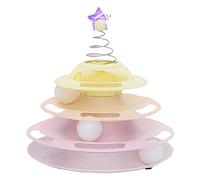 PUNELE Cat Toy Roller 3 Levels Antislip Base Easy to Clean Interactive Turntable Track Toy for Batting Chasing Swatting (Type 3)