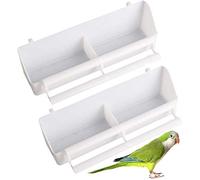 PUNELE Plastic Bird Feeding Bowl, Double Bird Cage Water Food Feeder Caged Plate Feeder Water Bowl for Parrots, Parakeets, Pigeons and More (A)