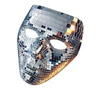 PUNELE Realistic Full Face Masquerade Mask,Disco Ball Glitter Mask,Girl Boy Cosplay Costume Mask,Halloween Mask for Women Luxury Mirror Glass,Masquerade Mirror Mask for Men and Women