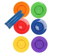 PUNELE Spinning Plates, 6Pcs Plastic Juggling Plates Set with 12Pcs Sticks, Juggling Toy for Adults, Circus Acrobatic Performance Props Colorful Party Playset for Entertainment