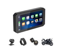 punghan Motorcycle CarPlay Screen，5.5" Portable Wireless CarPlay & Android Auto Touchscreen for Motorbike with IP67 Waterproof,Tire Pressure,Back Camera,Siri/Google Assistant,Bluetooth,Remote Control