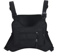 Punhung Sports Chest Bag for Men,water Resistant Chest Pack,running Pack for Workouts Lightweight Running Undershirt for Workout, Running and Cycling with Cell Phone Holder and Extra Storage, Black