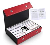Puniama 3x2.25cm Chinese Mahjong Set, 144PCS Portable Mahjong Tiles with Gift Box & English Manual, Mini Travel Mahjong Game for Family, Party & Leisure Fun