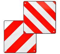 Puniama 50x50cm Aluminium Reflective Warning Sign - 2 in 1Foldable Rear Marker for Spain and Italy, Double-Sided Red White Stripe Panel with Rubber Edge, for Bike Rack, RV, Trailer, Camping Vehicle