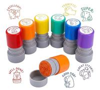 Puniama 6 Pack Capybara Teacher Stamps Self Inking Rubber Stamps, Classroom Grading Stamps with Encouraging Messages, Good Job & Well Done, Self Ink Stamp Set for Teachers
