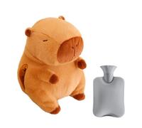 Puniama Capybara Hot Water Bottle Hand Warmer Pillow, 500ml Cute Animal Plush Hot Water Bottles for Adults & Kids Girls, Soft Hug Pillow with Rubber Bottle, Cozy Gift for Winter