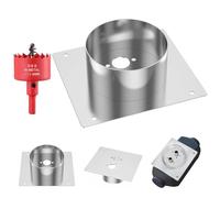 Puniama Diesel Heater Turret Plate 60mm High, Stainless Steel Diesel Heater Accessories, Mounting Bracket for Planar Parking Heater (20x18cm) with 50mm HSS Bi-Metal Hole Saw Cutter