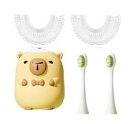 Puniama Kids Electric Toothbrush U Shaped, Cute Capybara Sonic Toothbrush with 2 U-Shaped Brush Heads & 2 Soft Heads, 3 Modes, 60s Timer, USB Rechargeable, IPX7 Waterproof, Ages 2-14