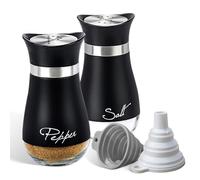 Puniama Salt and Pepper Shakers Set, Cruet Sets Stainless Steel and Glass Bottom, Spice Dispenser, Refillable Salt Shaker Kitchen Gadgets, Kitchen Accessories for Home, Restaurant, Dining Table