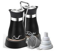 Puniama Salt and Pepper Shakers Set with Holder, Cruet Sets Stainless Steel and Glass Bottom, Spice Dispenser, Refillable Salt Shaker Kitchen Gadgets, Kitchen Accessories for Home, Restaurant