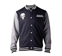 Punisher Men's Skull Logo College Jacket Black/Grey M, Multicoloured, M