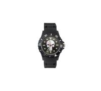 Punisher Quartz Round Sport Watch Silicone Band Black