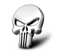 Punisher Skull 3D Metal Silver Sticker Emblem Car Motorcycle Car Tuning