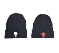 Punisher Skull Cold Weather Beanie Hat Tactical Watch Cap Winter Military Style Knit Hat with White Or Red Skull One Size Warm Stretch Fitted Outdoor Street Wear Combat Style (White Skull)