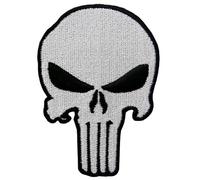 Punisher Skull Iron on Patch White Clothes Applique