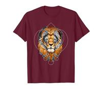Punjabi Singh Sikh Khanda Lion Sikhism T-Shirt, Men, Burgundy, X-Large