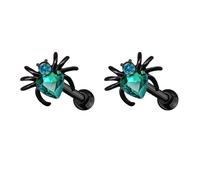 Punk 20g Black Spider Red Cartilage Halloween Tiny Stud Earrings for Women Men Stainless Steel Animal Crystal Heart Love Screw Back Tragus Helix Small Studs Earring Cute Gothic Party Gifts