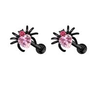 Punk 20g Black Spider Red CZ Cartilage Halloween Tiny Stud Earrings for Women Men Stainless Steel Animal Crystal Heart Love Screw Back Tragus Helix Small Studs Earring Cute Gothic Party Jewelry Gifts