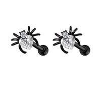 Punk 20g Black Spider Red CZ Cartilage Halloween Tiny Stud Earrings for Women Men Stainless Steel Animal Crystal Heart Love Screw Back Tragus Helix Small Studs Earring Cute Gothic Party Jewelry Gifts