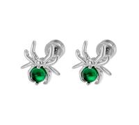 Punk 20g Spider Flat Screw Back Stud Earrings for Women Men Titanium Steel Silver Plated Cute Colorful Stone Animal Cartilage Tragus Helix Piercing Studs Gothic Halloween Party Jewelry, S, Titanium